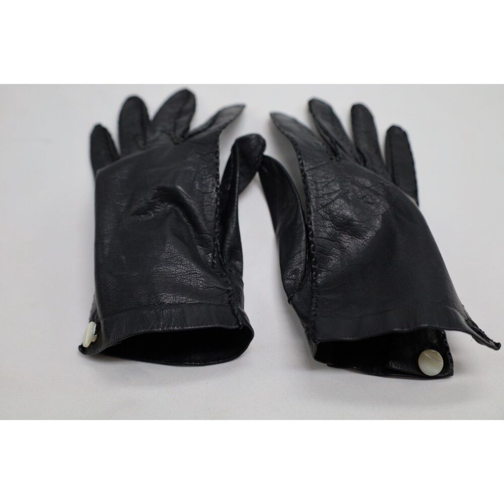 All leather Vintage Women's button Driving Gloves